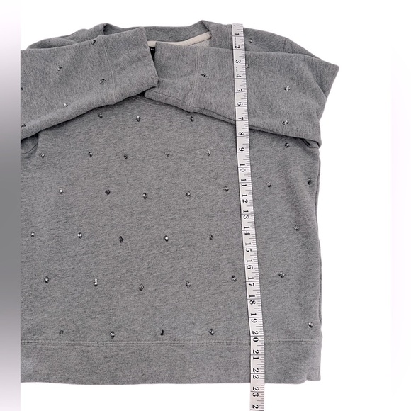 Club Monaco 100% Cotton Gray Crew Neck Sweater Sweatshirt beads sequins Design S - Picture 7 of 10